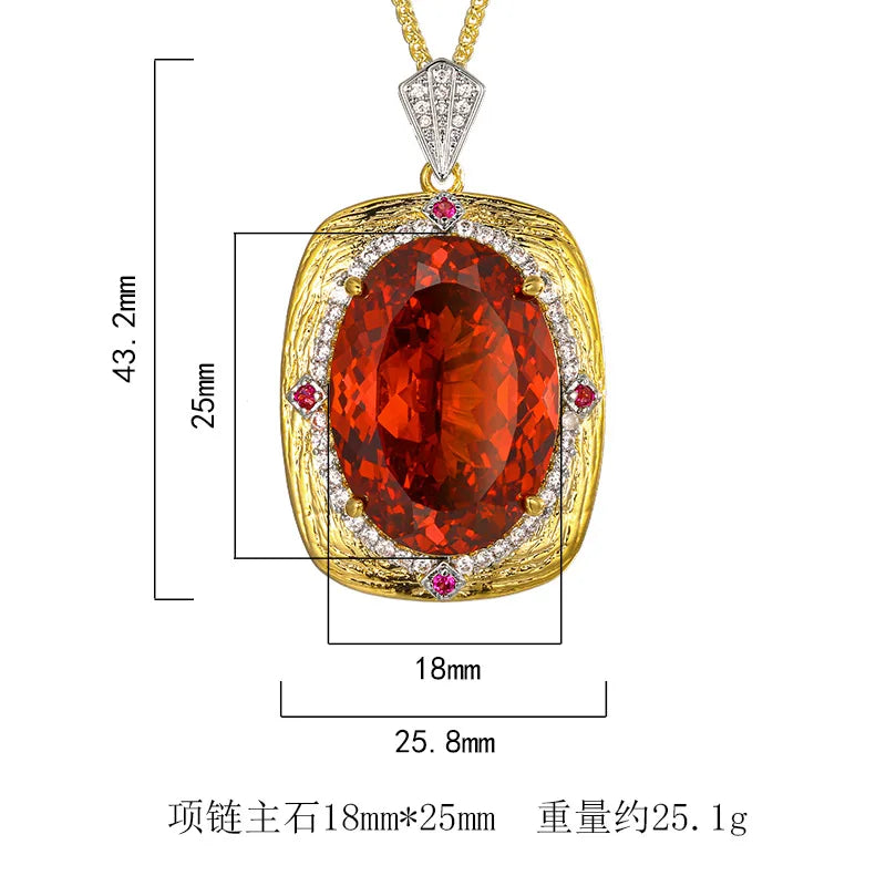 REDheart Women's Simulation Black Grey Light Luxury Retro Gold Pendant Necklace Fashion Inlaid Green Zircon Brushed Flower Shape 18K Gold