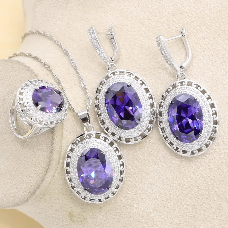 XOTICA 925 Sterling Silver Jewelry Set for Women Including Necklace Ring Pendant for Wedding Party Engagement Anniversary Zircon Comes