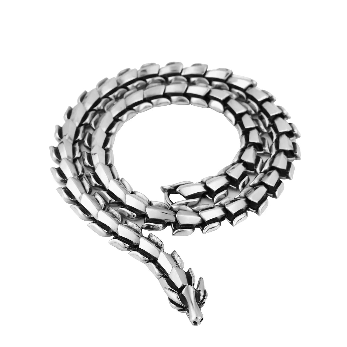 REBEL VIKING Jormungandr World Serpent King Chain Necklace – Stainless Steel