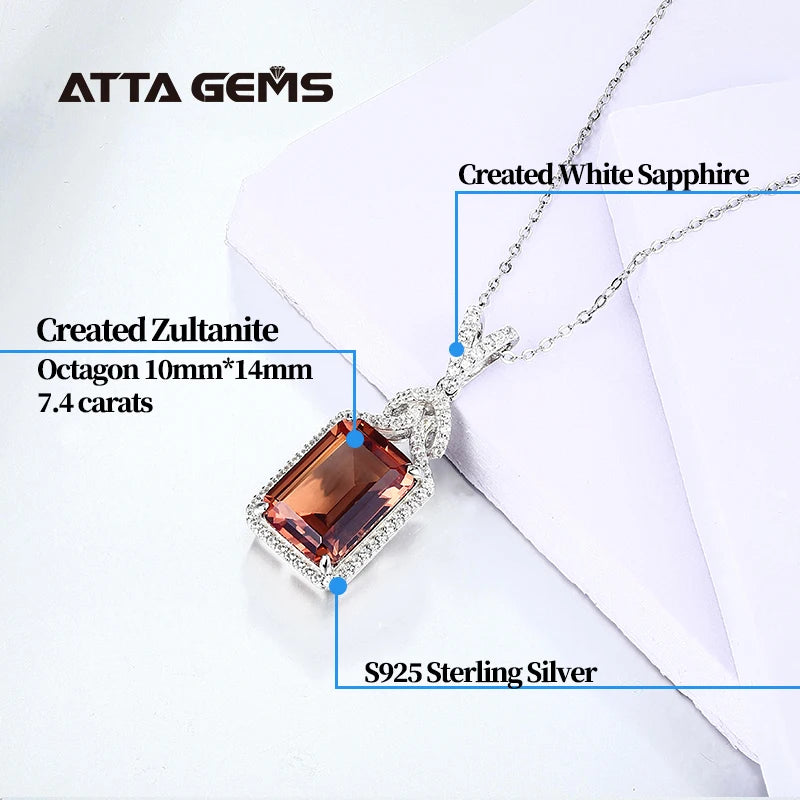 Diaspore Zultanite Gemstone Jewelry Sets for Women 925 Sterling Silver Sultanite Octagon Earrings Octagon Pendant Wedding Gift