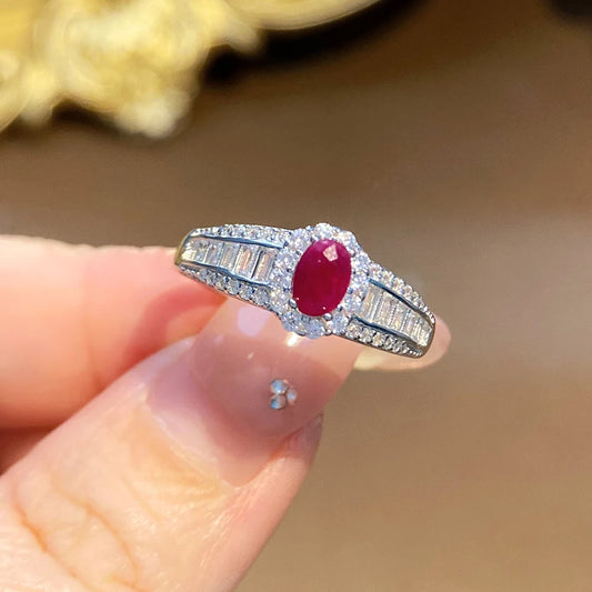 Gioiellieri Natural Ruby 925 Sterling Silver Ring Fashion Jewelry for Women Low Price Vintage Style Daily Party Gemstone Finger Gift