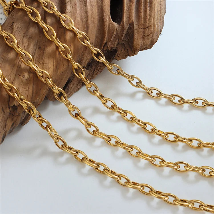 S&S Fasion Luxury Jewellery Women Copper Jewelry Set Thick Link Chain Necklace and Bracelet Hip Hop Trend Simple Gift Opp Bag