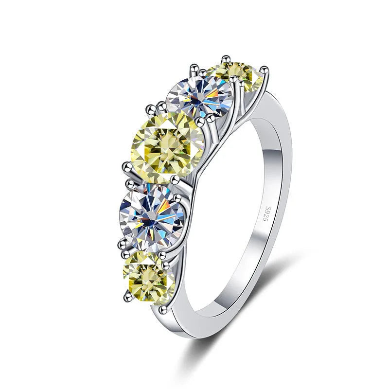 Fine 3.6CT VVS1 D Moissanite Row Rings 925 Sterling Silver Jewelry Pass Diamond Tester Colored Moissanite Rings for Women