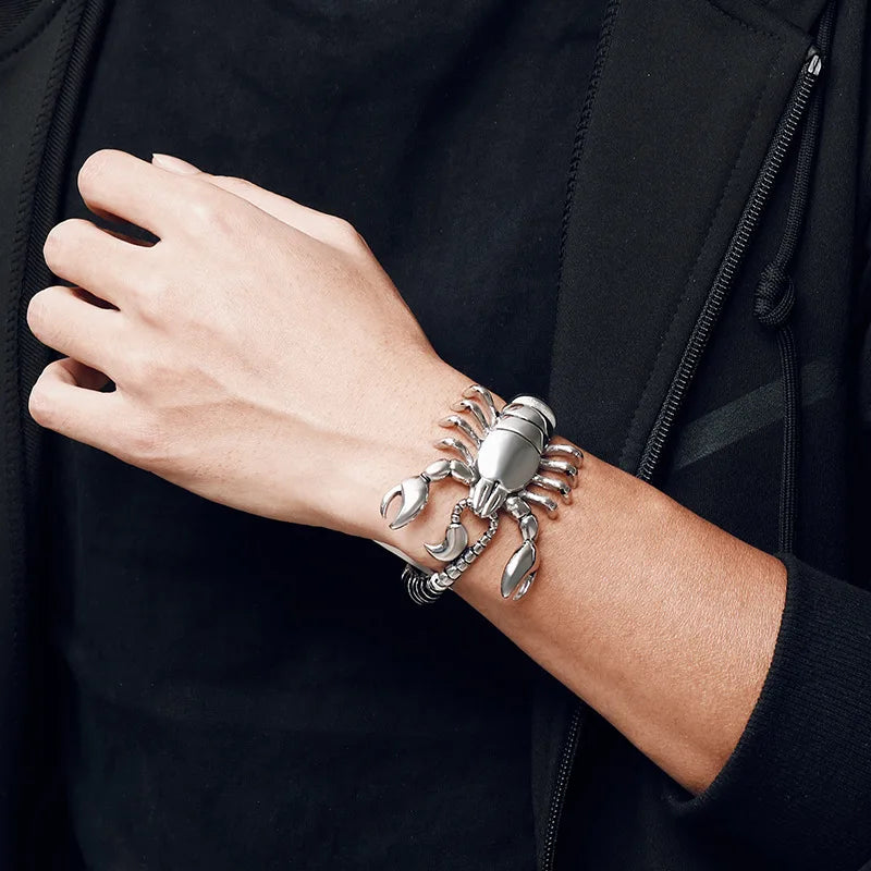 Kalen Trendy Bold Casting Creative Scorpion Bracelet Domineering Animal Stainless Steel Hand Jewelry Factory Wholesale