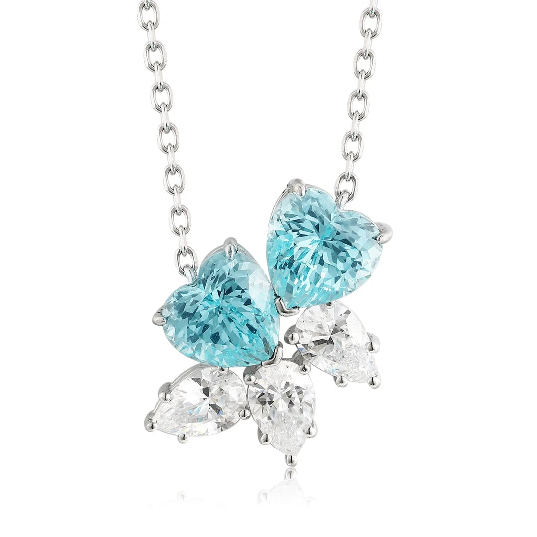 Gemfiori Anster 925 Sterling Silver High-quality Cultivation Lab Grown Paraiba Necklace - Suitable for Parties or As a Gift