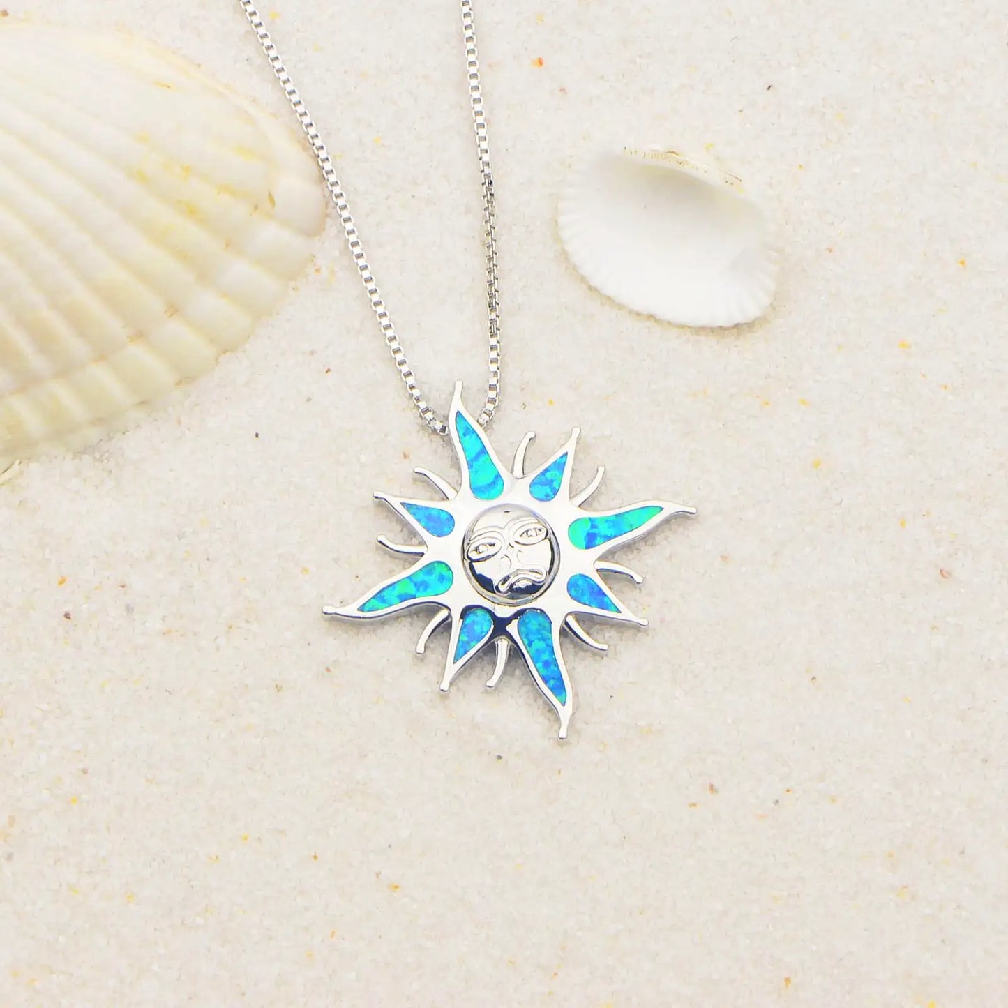 TikTok Must-Have Copper Silver Plated Blue Opal Pendant | Minimalist Starfish Link Chain Women's Necklace Gift Occasions