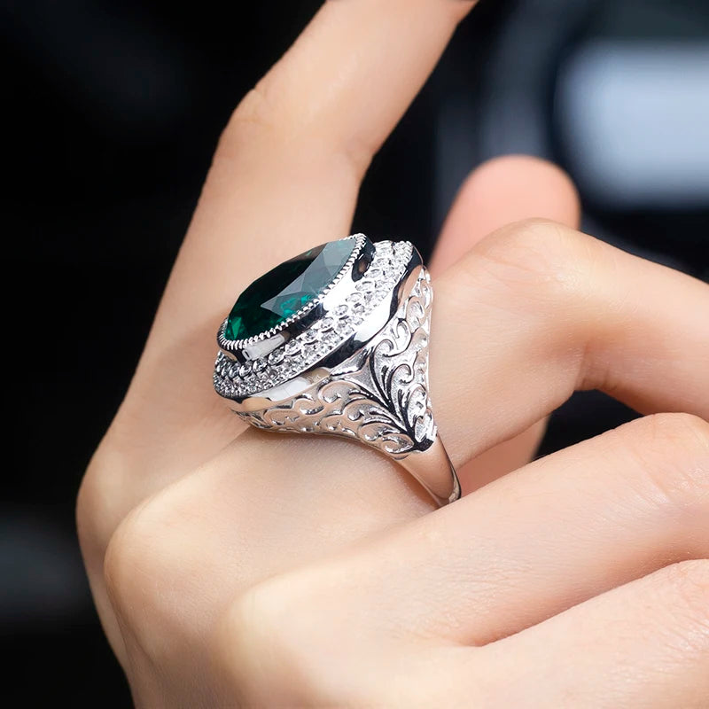 Gemfiori MSR-1508 18K Gold 16x14mm Pear Lab Emerald Luxury Engagement Ring Lab Grown Diamond Ring