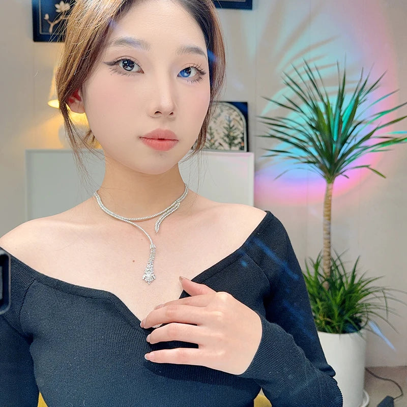 Minimalist Style Wheat Shaped Necklace Earring Two-piece Set Purchase Brass Zirconia Jewelry Accessories Online