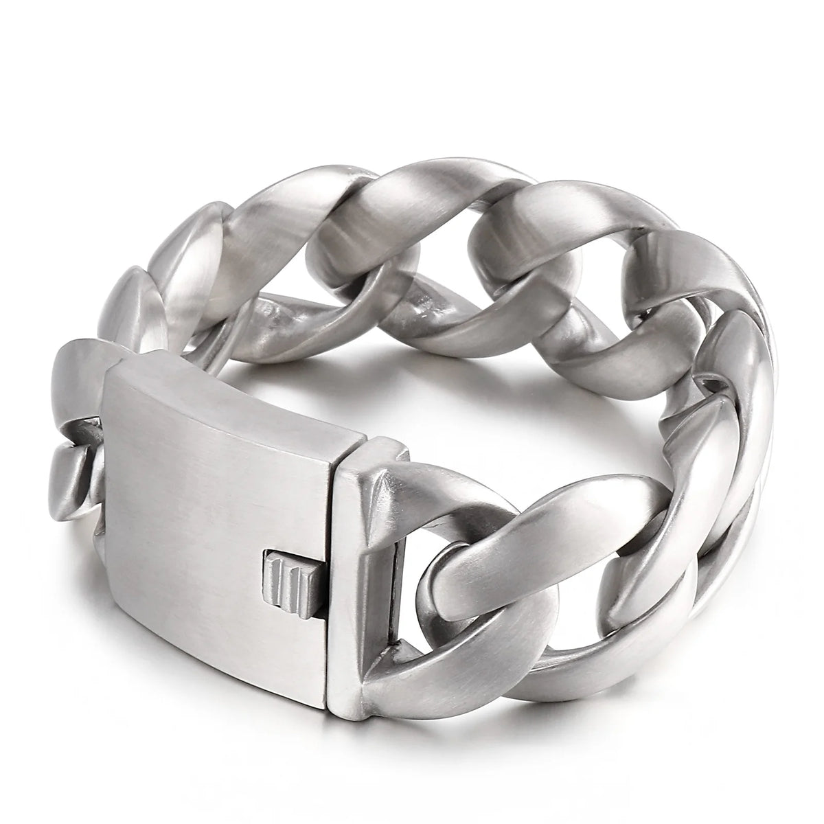 VIKING Wide Statement Bracelet – 316L Stainless Steel Men's Polished & Brushed Silver Bangle