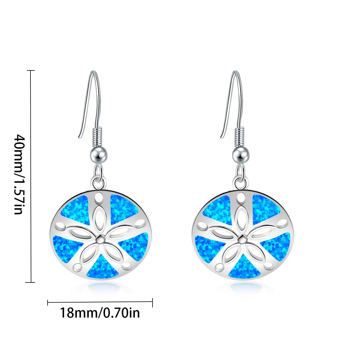 Geometric Opal Drop Earrings - Blue Fire Opal Solitaire & CZ Accent Design | Elegant Formal Jewelry Bulk Gifts