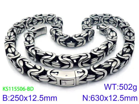REBEL Hip-hop Charm Bracelet and Necklace Stainless Sets Men