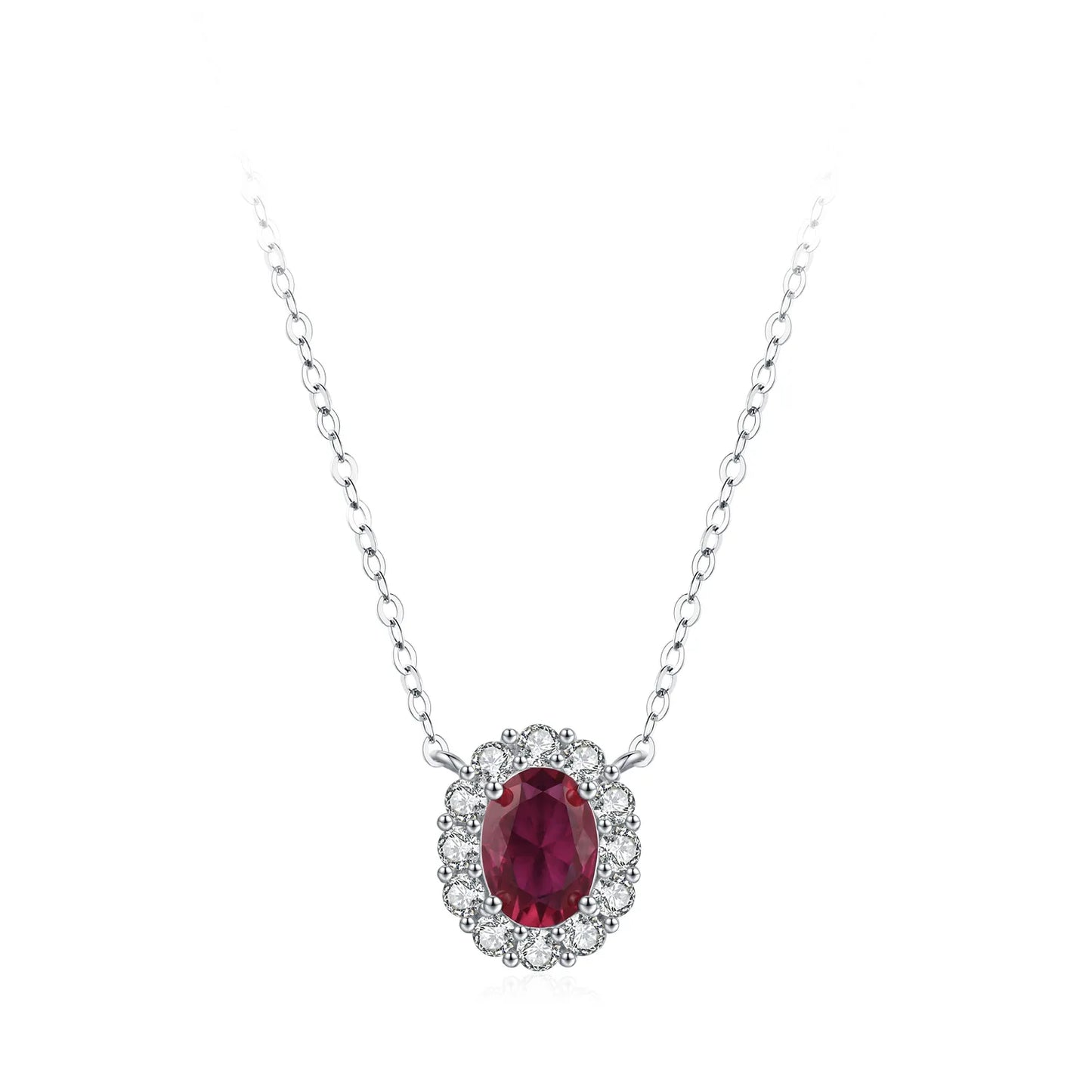 925 Sterling Silver Luxury Red Earring Necklace Fashion Pigeon Egg Diamond Jewelry Set Gift Set