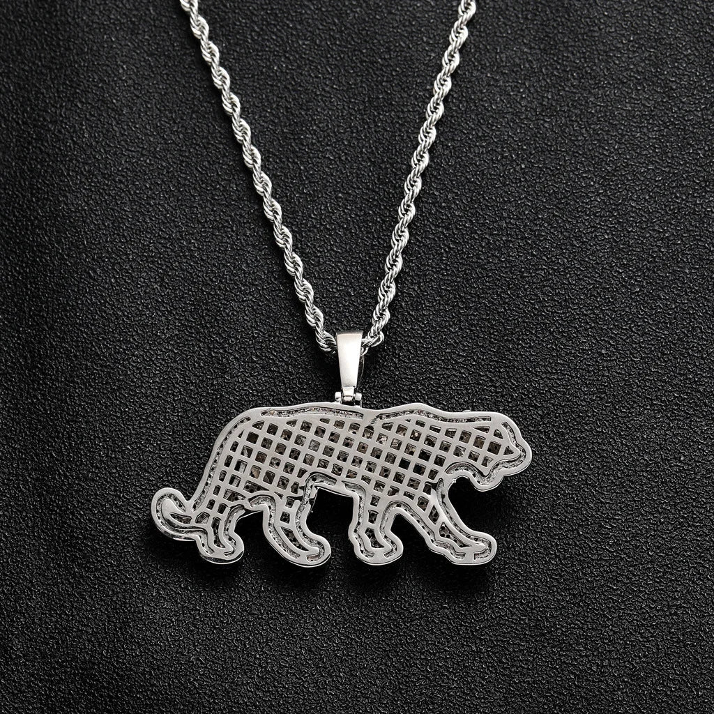 Cheetah Panther Leopard Pendant Hip Hop Iced Out Gold Black Panther Pendant Necklace