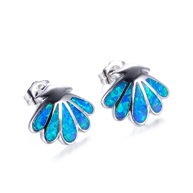 Vibrant Butterfly Opal Shell Earrings - Blue Fire Opal Wings & Sleek Frame Design | Whimsical Daily Jewelry Bulk Gifts