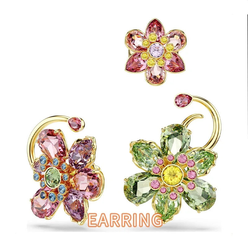XOTICA Austria Multicolored Series High-Quality Flower-Shaped Crystal Jewelry Set, Jewelry