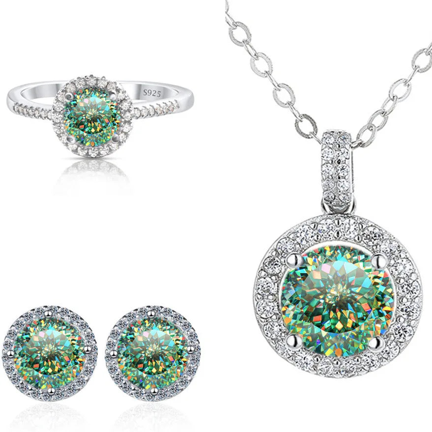 SPECIAL OFFER -REDheart Color Moissanite Party Jewelry Set for Women Necklace Ring Earrings S925 Sterling Silver with GRA Certificate