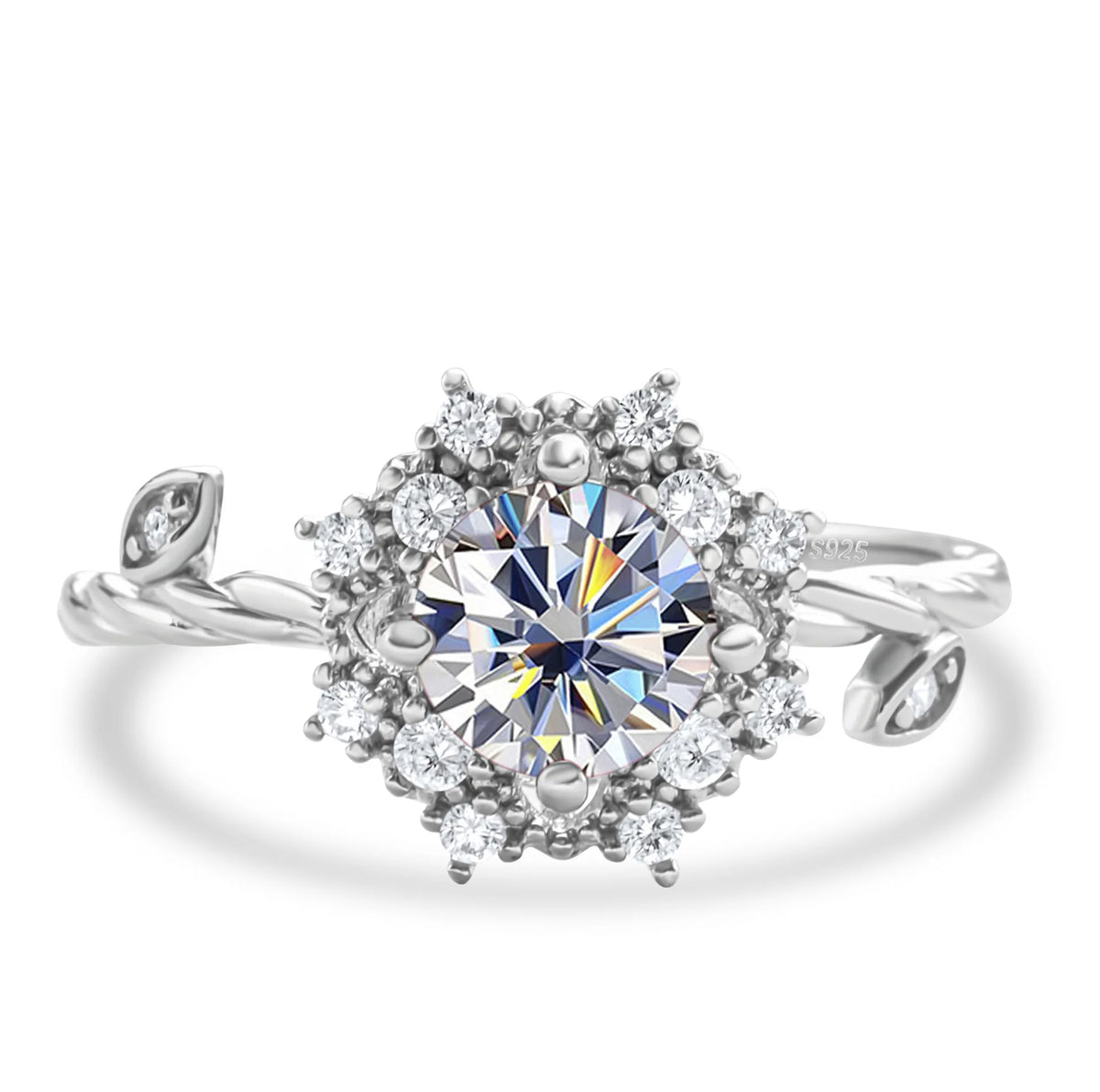 ArtistA Popular Fashion Jewelry 925 Sterling Silver Brilliant Round Cut 1CT VVS GRA Colored Moissanite Flower Rings for Women
