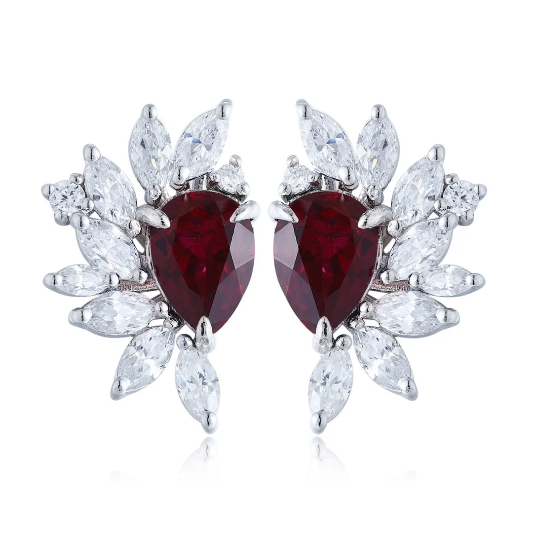 Gemfiori Anster High Quality S925 Lab Grown Ruby Earring Stud Dainty Gemstone Stud Earrings for Women Daily Wear Gift