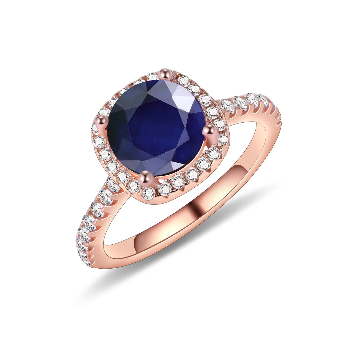 ArtistA KH078 OEM ODM Factory Natural Gemstone Simulated Alexandrite Rose Gold Plated 925 Silver Halo Engagement Ring