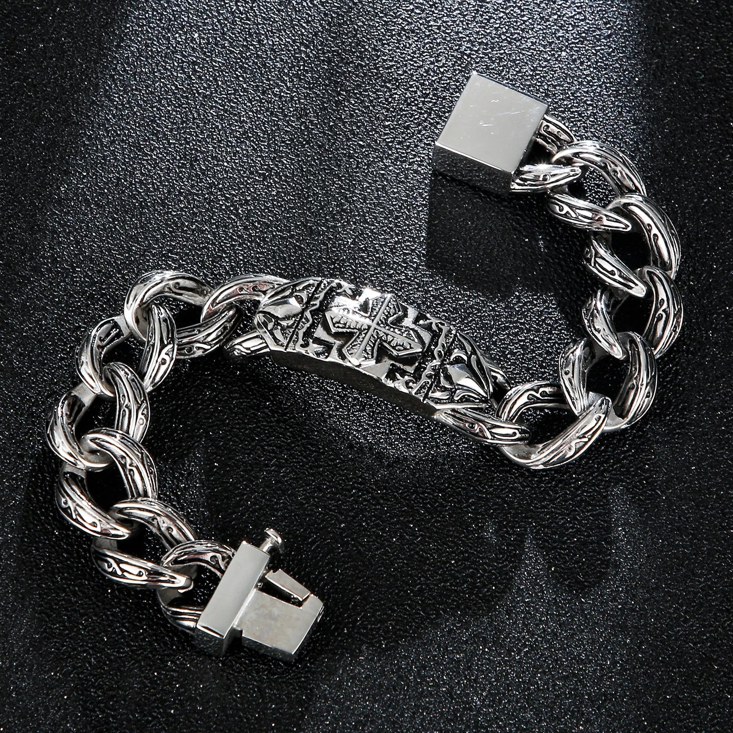 KALEN Fashionable Retro Cross  Stainless Steel Bracelet Man