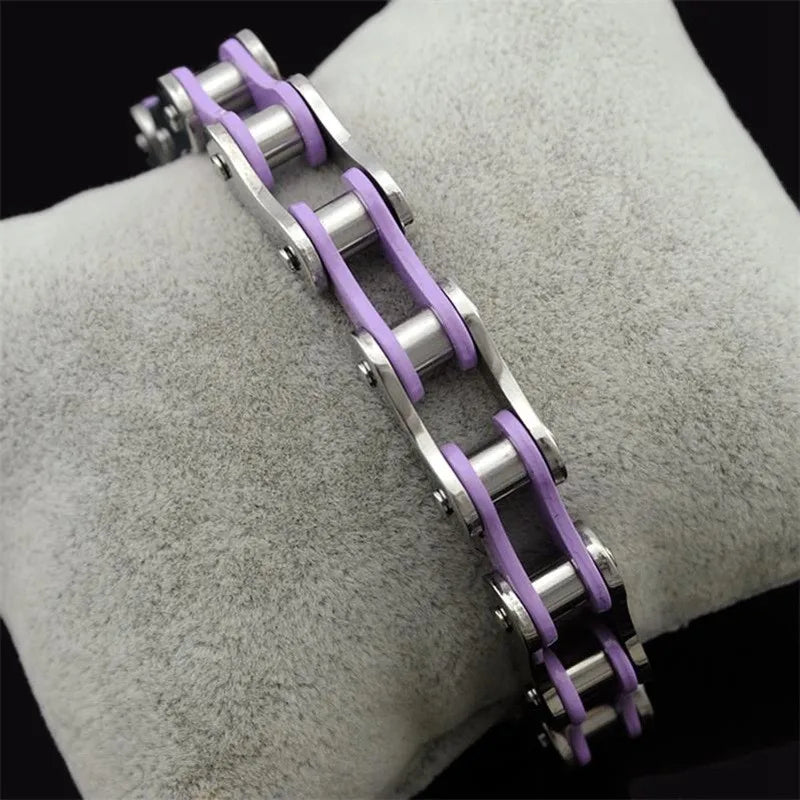 REBEL Stainless Steel Punk Style Geometric Chain Link Bracelet Rock Roll Motorcycle Bicycle Styles Matte Finis