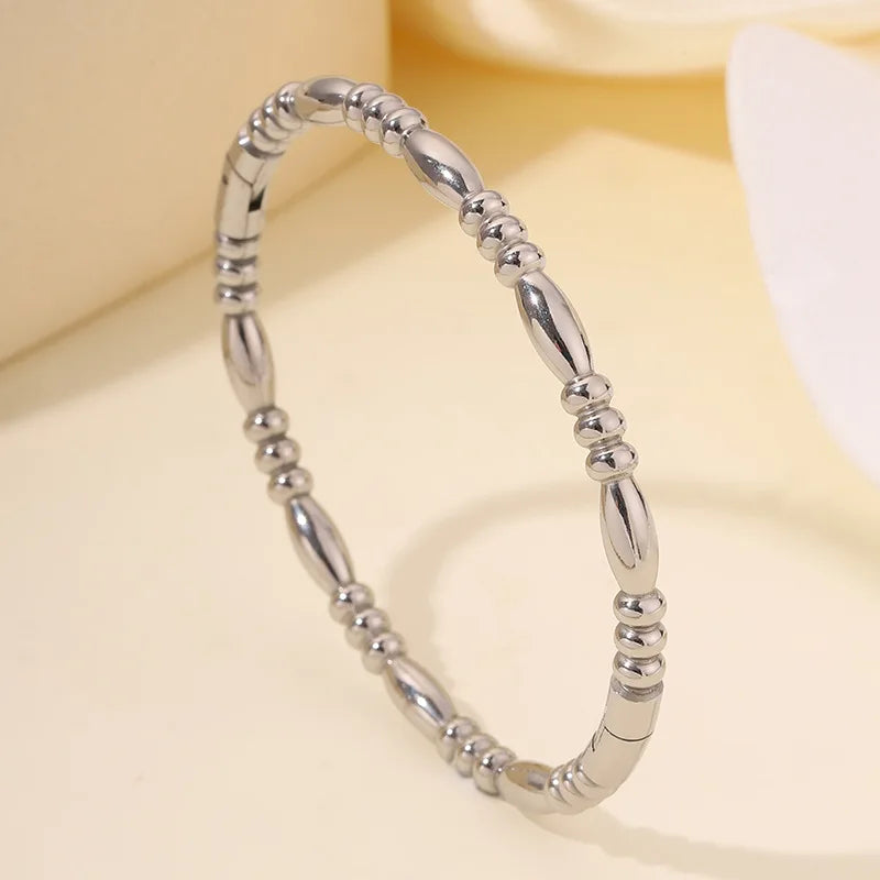 REBEL Stainless Inoxydable Stainless Steel 18K Gold Plated Roman Women Fashion Jewelry Bracelets Bangles