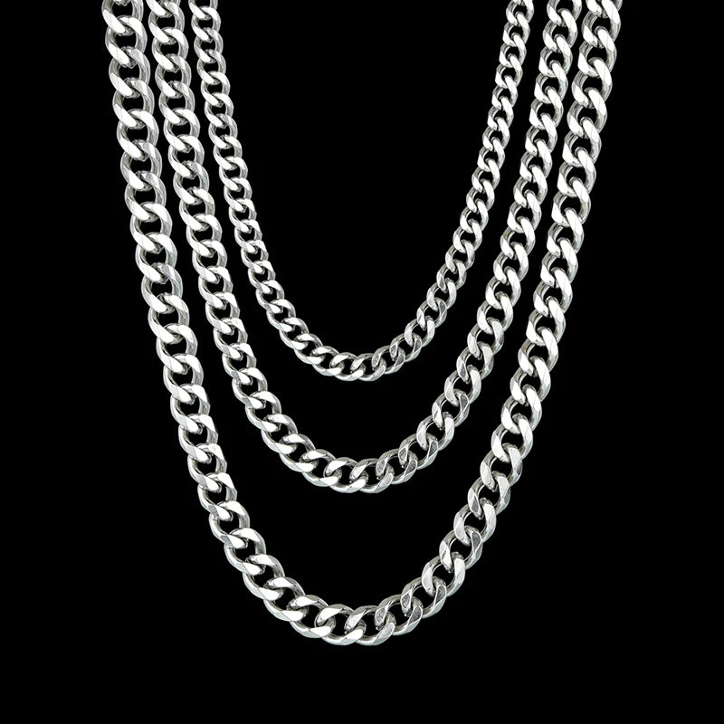 RINNTIN SC36 925 Sterling Silver Chains Hip Hop Jewelry 3.6/5/7mm Chunky Diamond-Cut Cuban Link Chain Necklace for Men Women