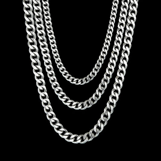 REBEL RINNTIN SC36 925 Sterling Silver Chains Hip Hop Jewelry 3.6/5/7mm Chunky Diamond-Cut Cuban Link Chain Necklace for Men Women