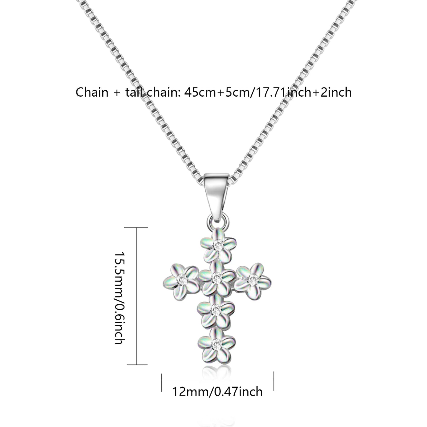 Flower Cross Pendant | Silver Christian Fashion Necklace