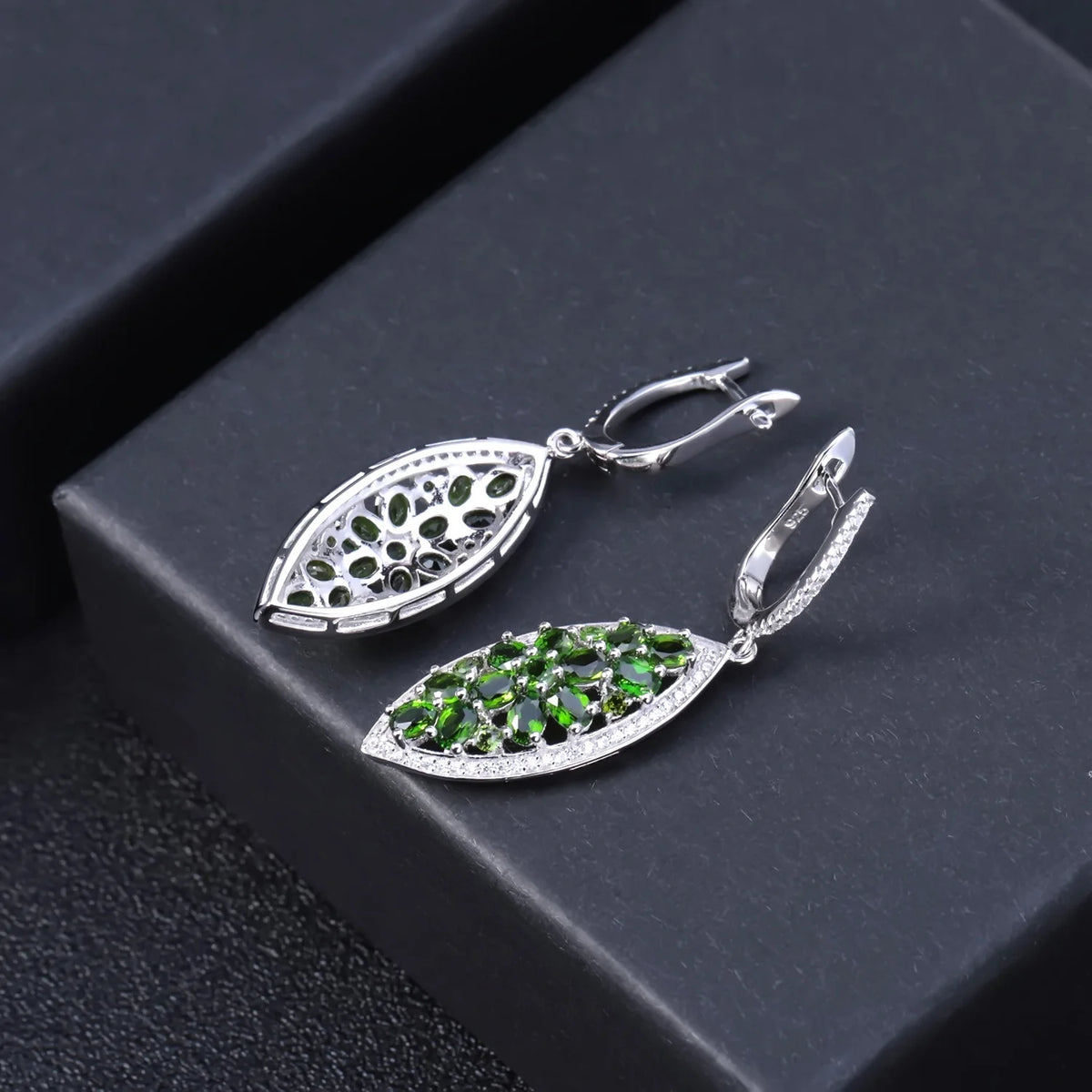 ArtistA Abiding Custom 925 Silver Natural Amethyst Chrome Diopside Bridesmaid Blossoms Big Size Jewelry Sets for Wedding