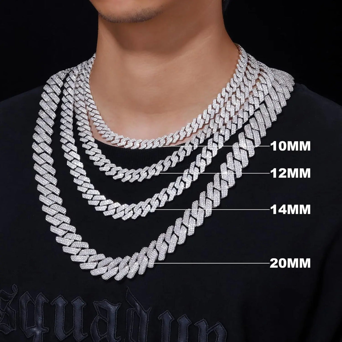 Fashion Mens Hip Hop Jewelry Gift Wholesale 20mm Gold Plated Brass 3 Rows AAAAA CZ Diamond Iced Out Cuban Link Chain Necklace
