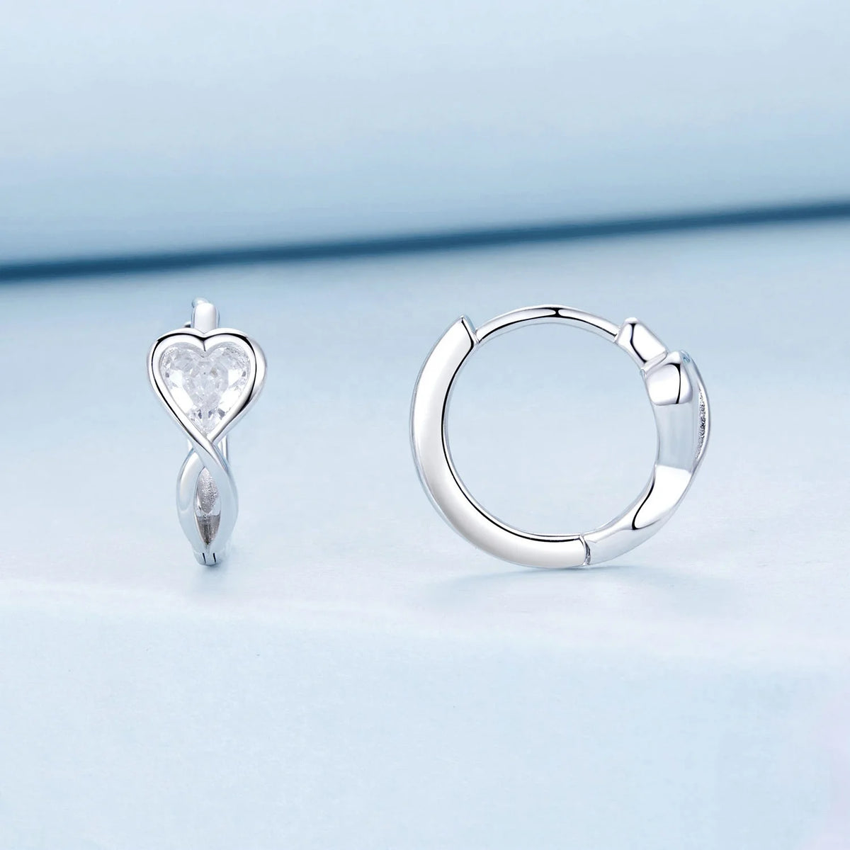 S&S Infinite Love Heart Zirconia Ring & Stud Earrings Set | 925 Silver Platinum Plated | Romantic | S&S Collection