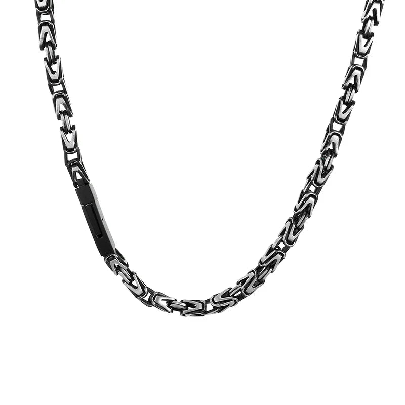 REBEL Men Vintage Stainless Steel Fading Effect Byzantine Links 660mm Necklace&220mm Bracelet Jewelry Set