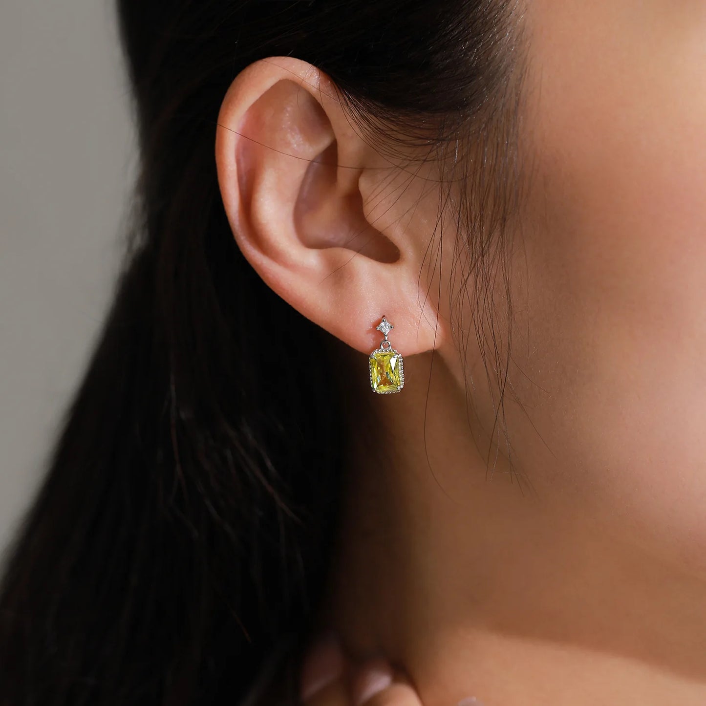925 Sterling Silver Luxury Olive Yellow Diamond Pendant Necklace Earrings Elegant Fashion Jewelry Set Gift Set