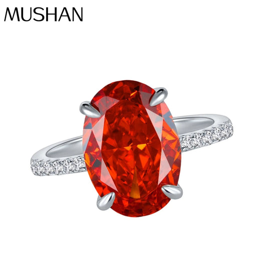 MuShan Jewelry Factory 4ct Padma Red High Carbon Diamond Ring 925 Set With 9*13 European and American Light Luxury