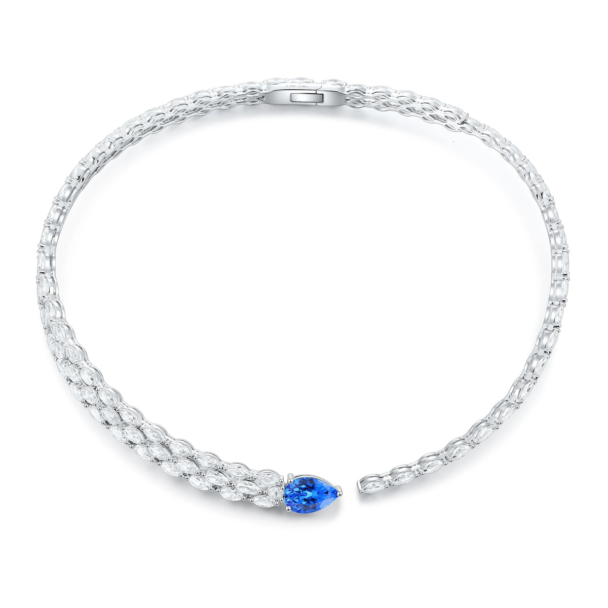 Gemfiori 925 Sterling Silver Vintage Style Charm Necklace Lab Grown Gemstones Water Drop Wedding Party Choker Custom Bridal Jewelry Gift