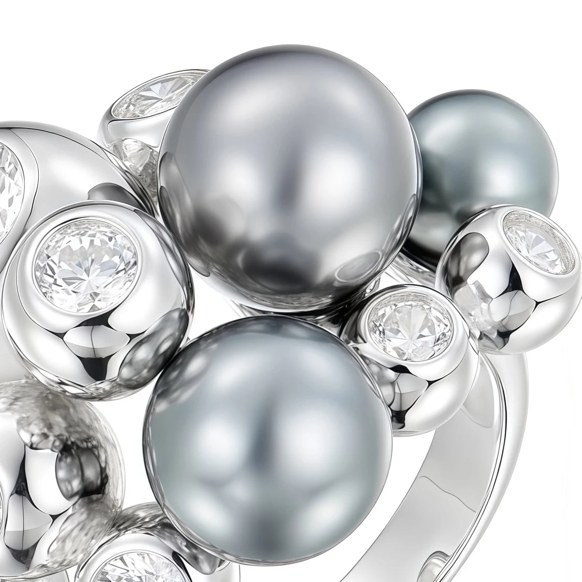 MUSHAN Jewelry Factory Female 925 Sterling Silver Ring High Carbon Diamonds and Pearls Fine Rings for Women Anniversary Jewelry