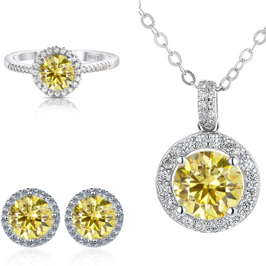 SPECIAL OFFER -REDheart Color Moissanite Party Jewelry Set for Women Necklace Ring Earrings S925 Sterling Silver with GRA Certificate
