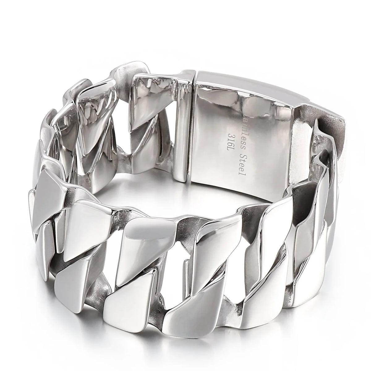 VIKING Wide Cuban Cuff Bracelet – 316L Stainless Steel Men's Statement Bangle