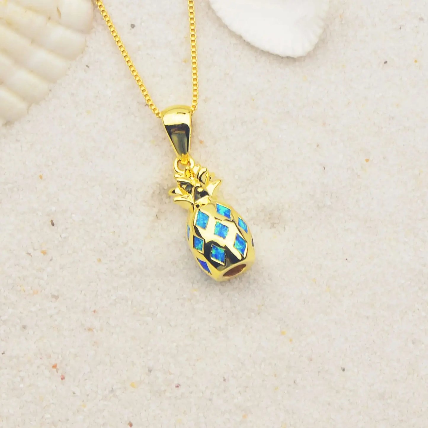 TikTok Viral Christian Copper Box Chain Starfish Opal Necklace | Blue Coastal Jewelry-Trendy Gift Bulk Supply