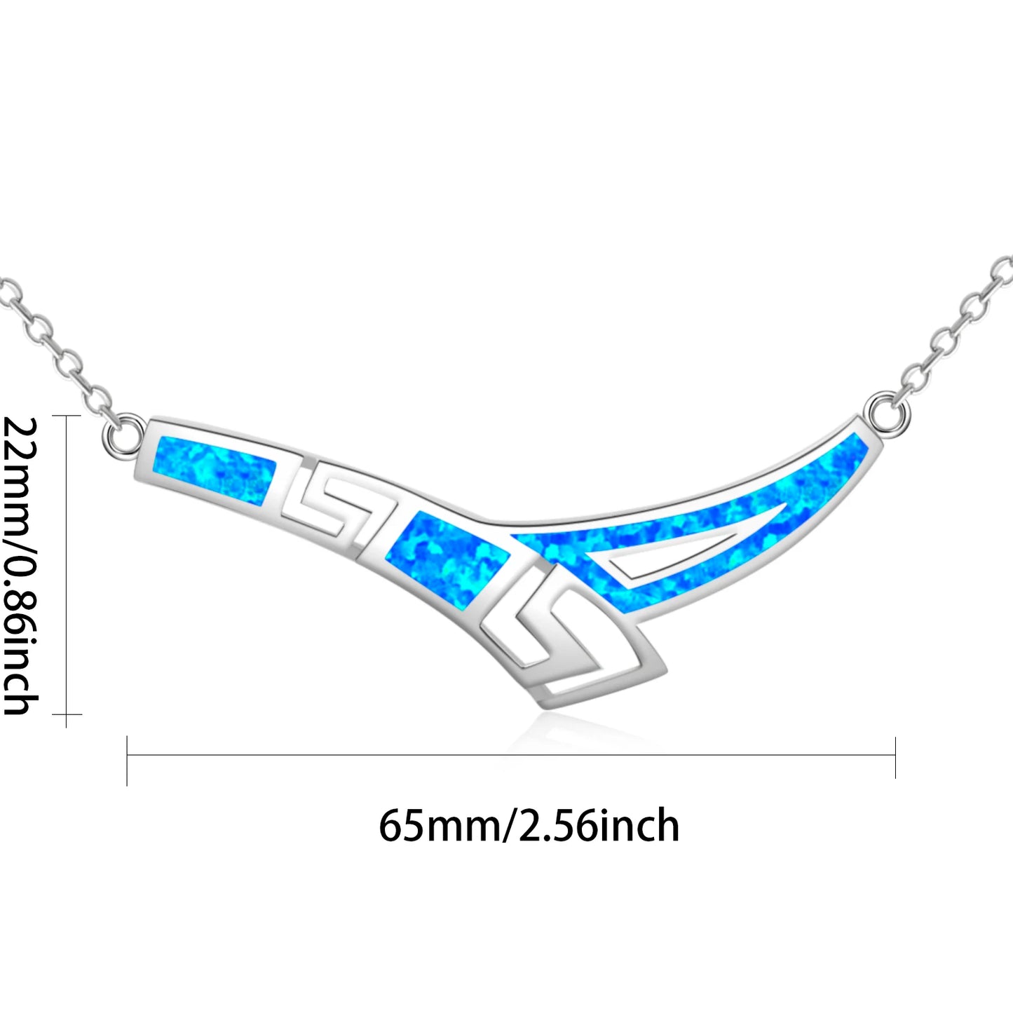 Aobao Christian Silver Plated Copper Link Chain Long Sweater Necklace with Geometric Design Minimalist Opal Stone Women's Gift
