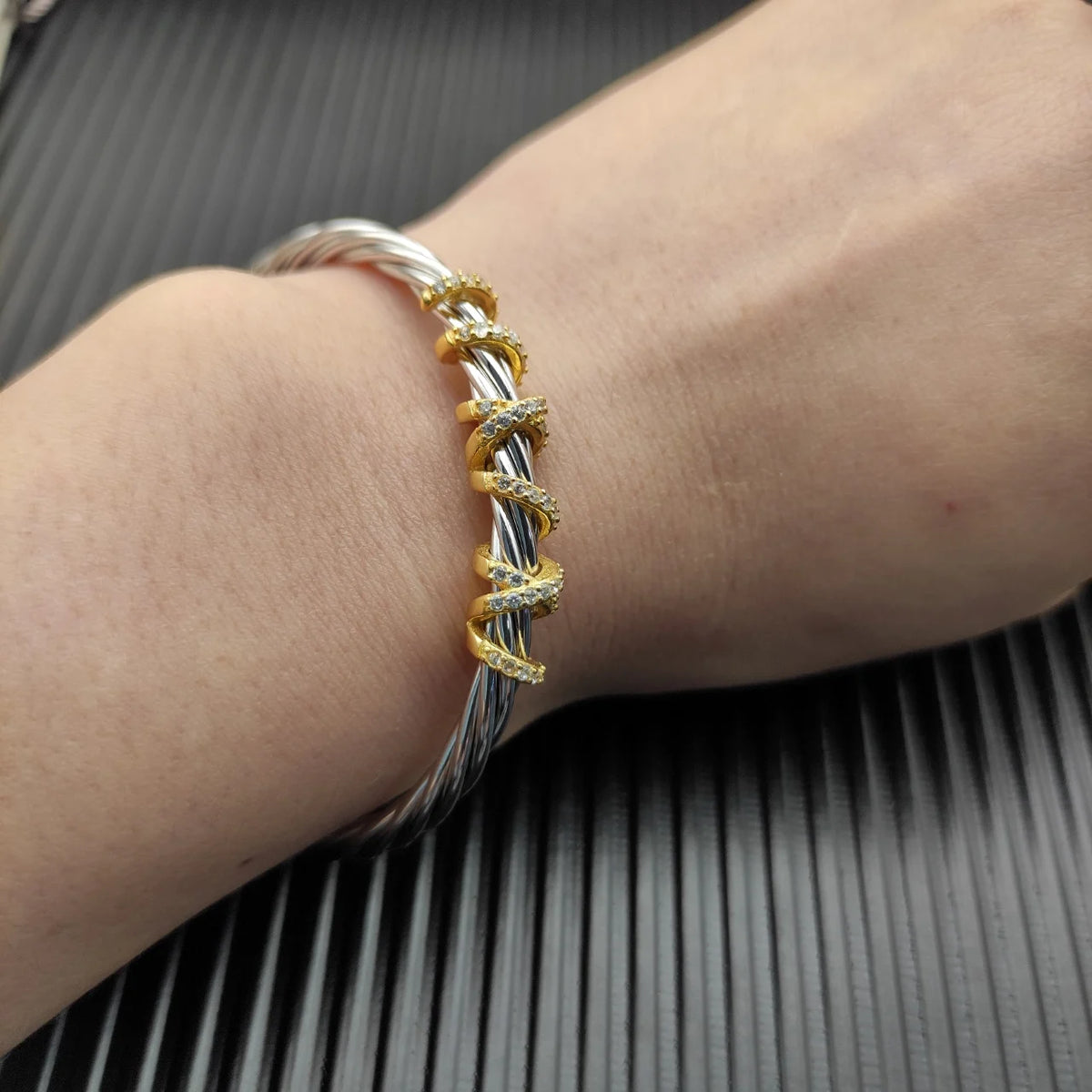 FASHIONISTA DY High-Quality 4mm Gold-Plated Diamond-Set Bracelet, Unisex Silver-Plated Diamond-Set Bracelet, Jewelry
