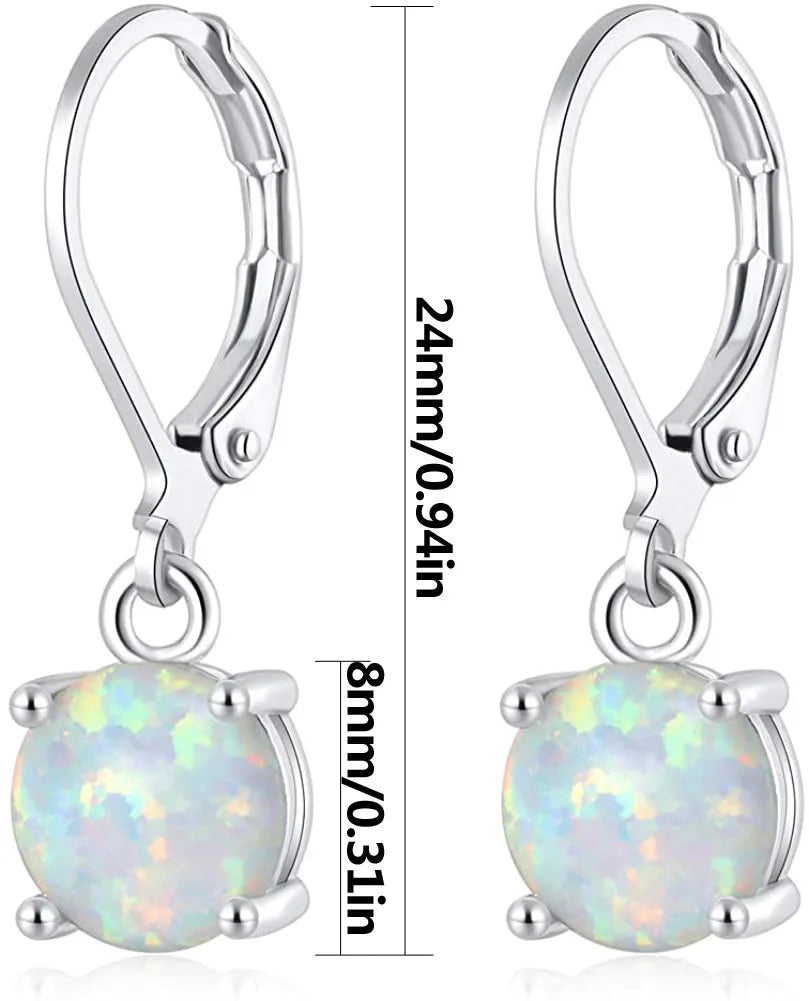 Single Round White Opal Pendant Earrings Trendy Fashion Jewelry for Women Brass Geometric Christian