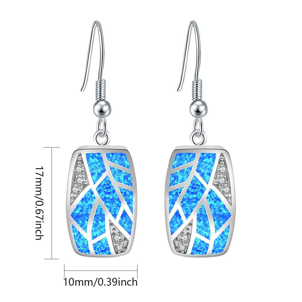 Aobao TikTok Viral Blue Opal Tree Patterns Earrings | Purple Crystal Accent Silver Plated Women's Engagement Jewelry-Trendy Bulk