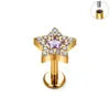 ASTM F136 Titanium Helix Earring Labret 16G Star Shape CZ Paved Internal Thread Punk Style Nose Studs Piercing Jewelry Wholesale