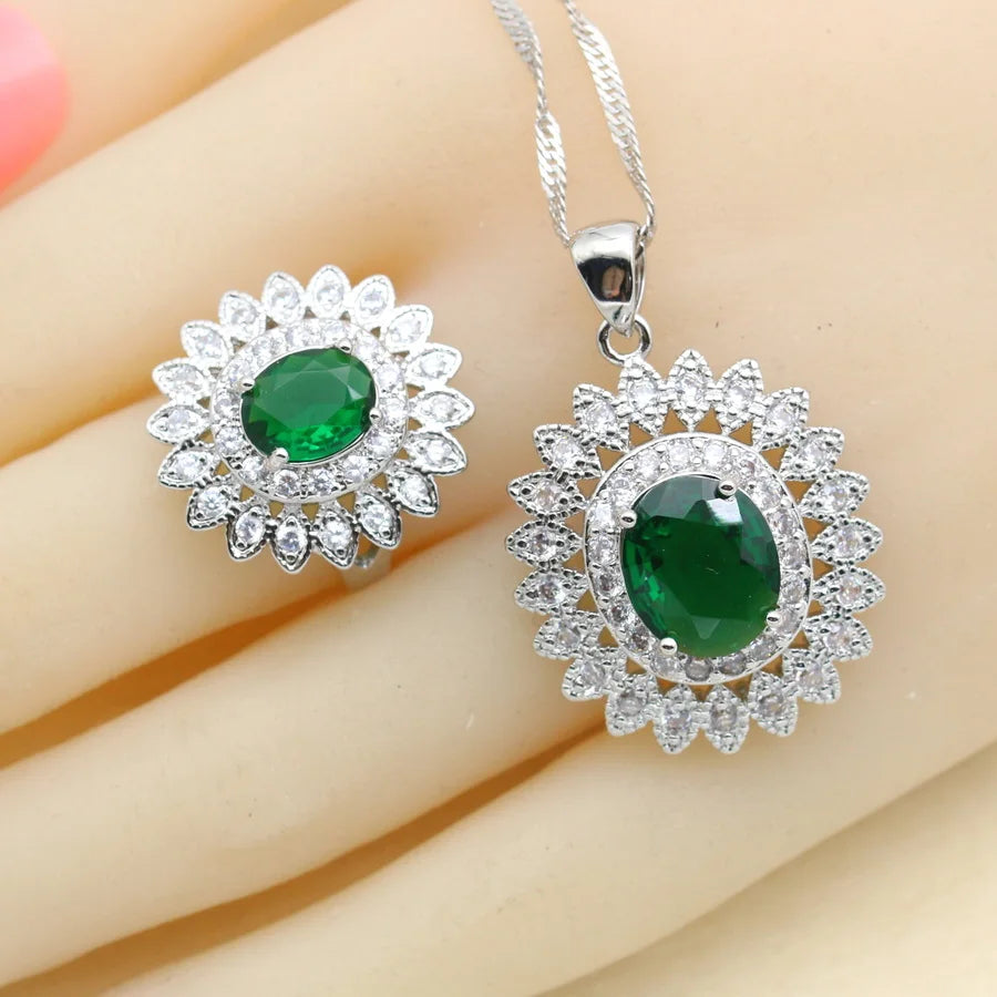 XOTICA Luxury 925 Silver Earrings Bracelet Rings Necklace Pendant Sets for Women Classic Style Best Gift for Engagement or Wedding