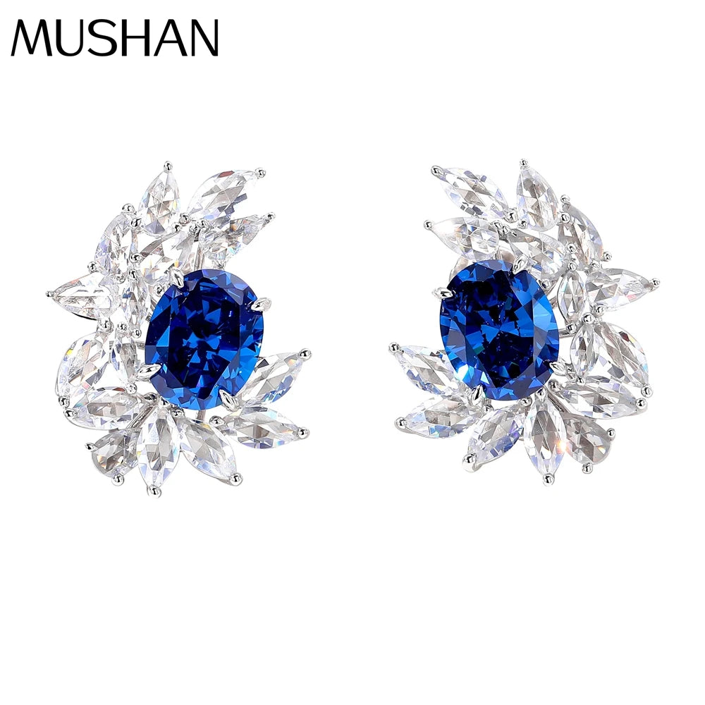 MUSHAN Jewelry Factory Pure Silver Stud Earrings With High-End Feel Electroplated Gold High Carbon Diamond Earrings