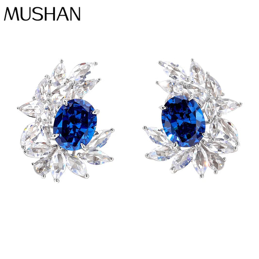 MUSHAN Jewelry Factory Pure Silver Stud Earrings With High-End Feel Electroplated Gold High Carbon Diamond Earrings