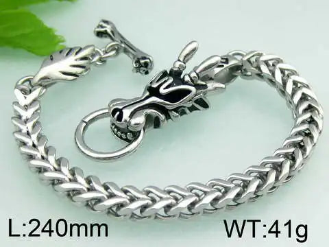 REBEL Punk Fashion Stainless Steel Bracelet Dragon Head Chain Men Bracelet Necklace