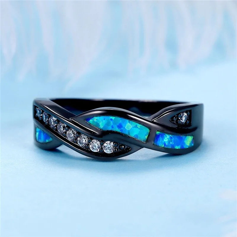 TikTok's popular blue infinity ring - copper protein stone inlaid fashionable jewelry wholesale
